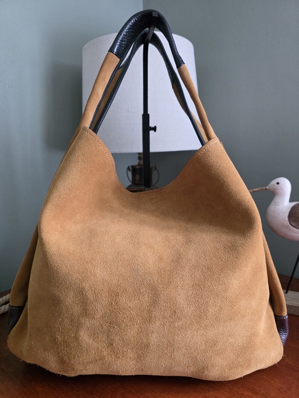 Coach Bandit 39 87575 Hobo Oak Tan Suede Brown Black Leather Bag 1941 - Picture 3 of 16